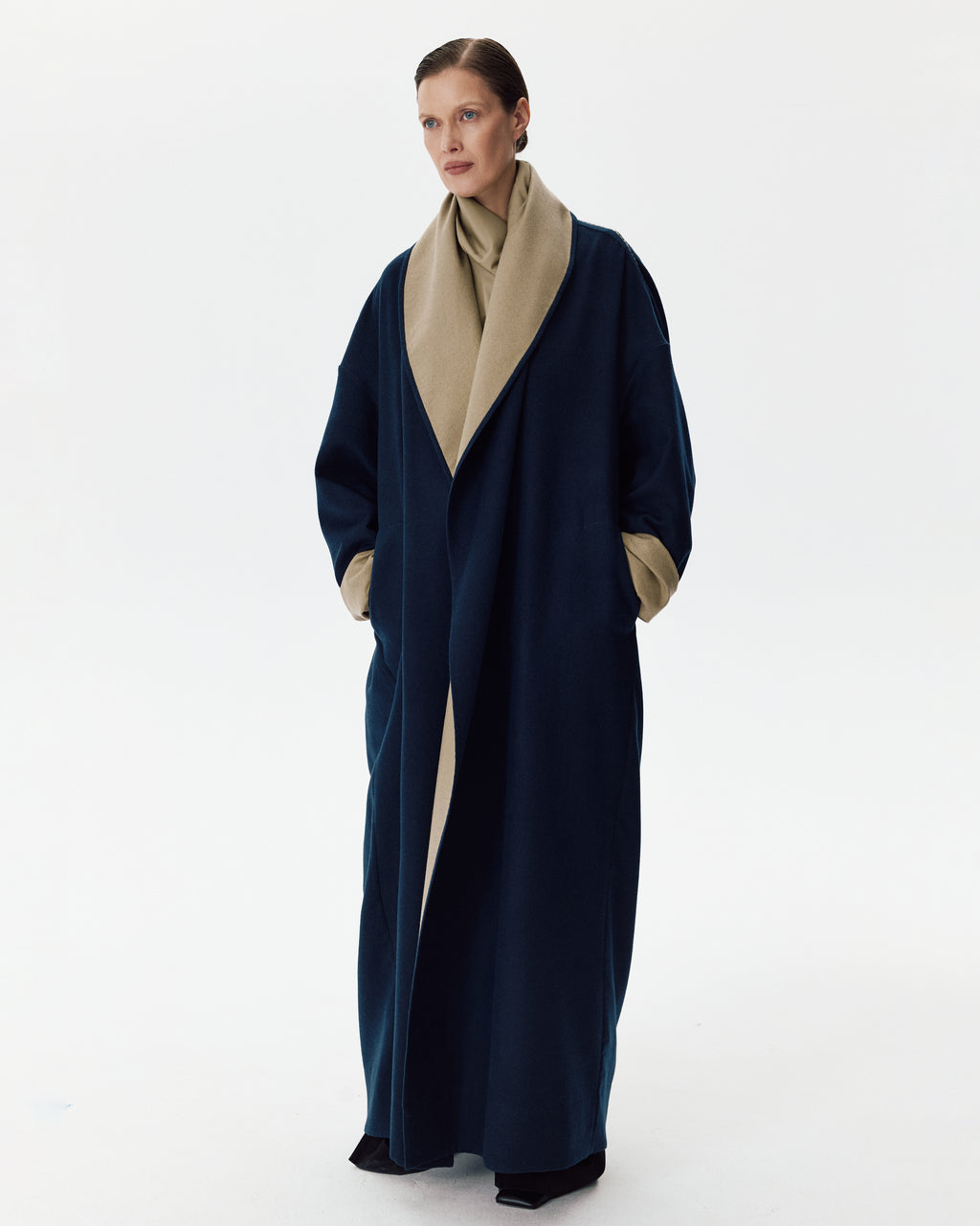 The Embrace Coat Blue and Beige