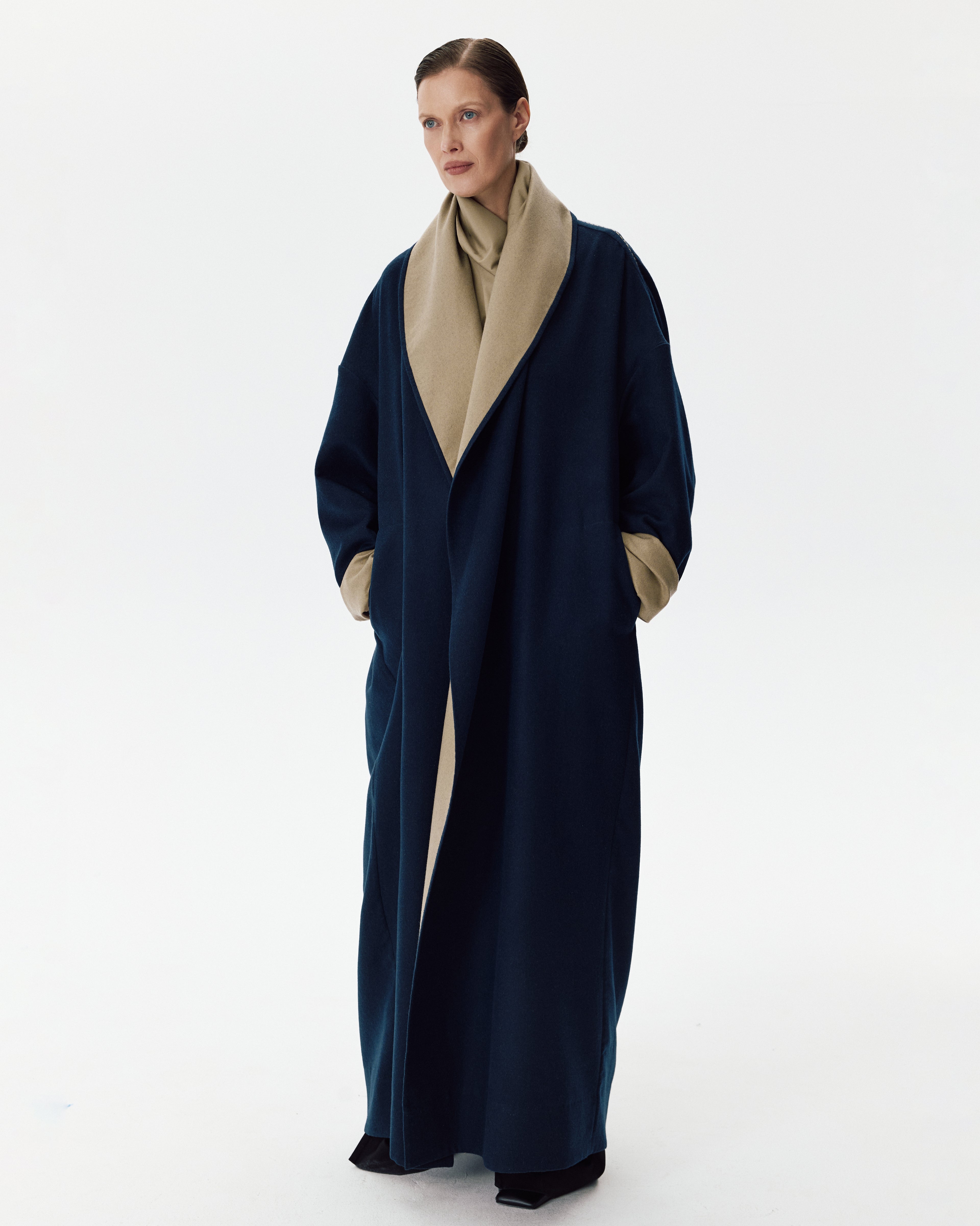 The Embrace Coat Blue and Beige