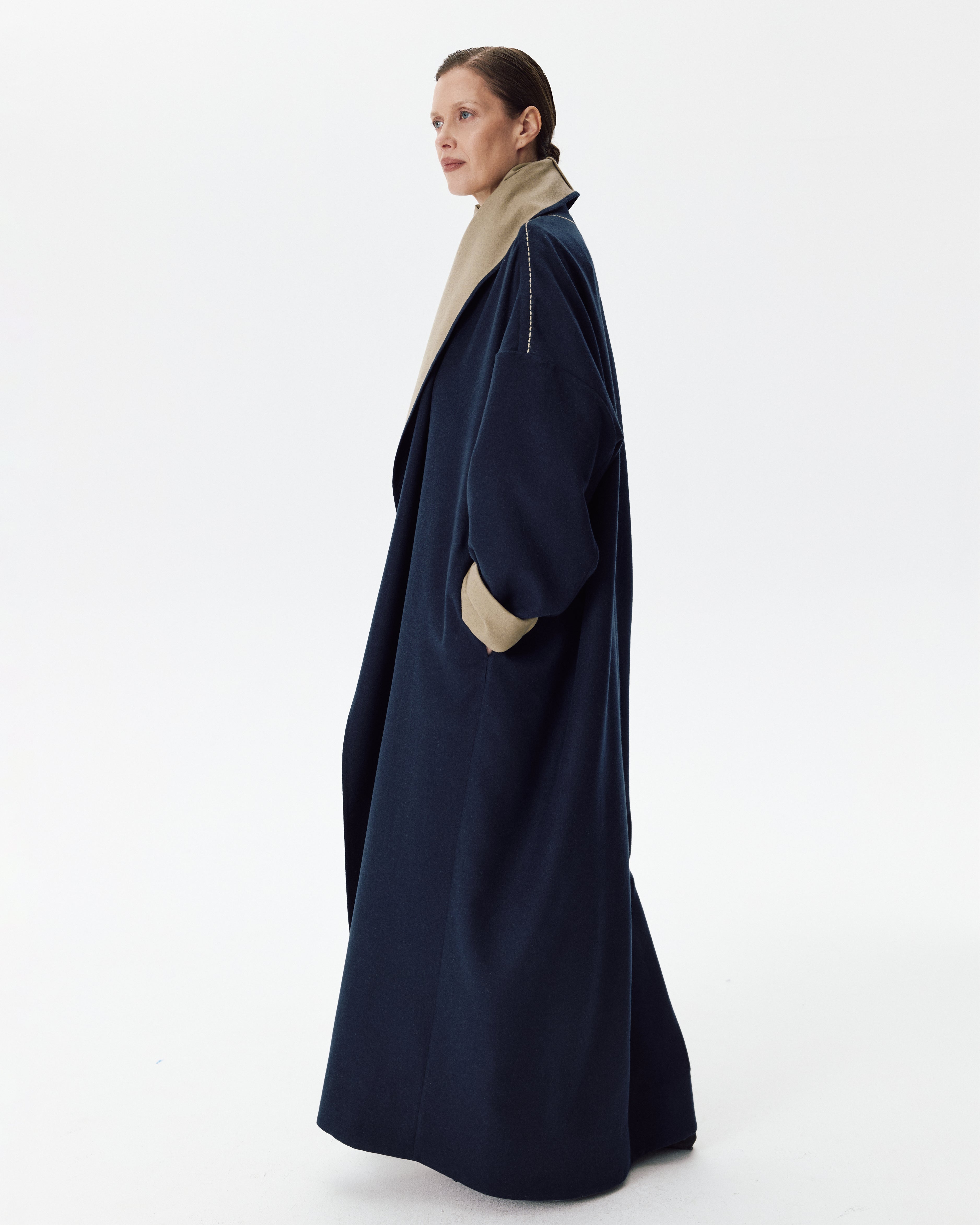 The Embrace Coat Blue and Beige