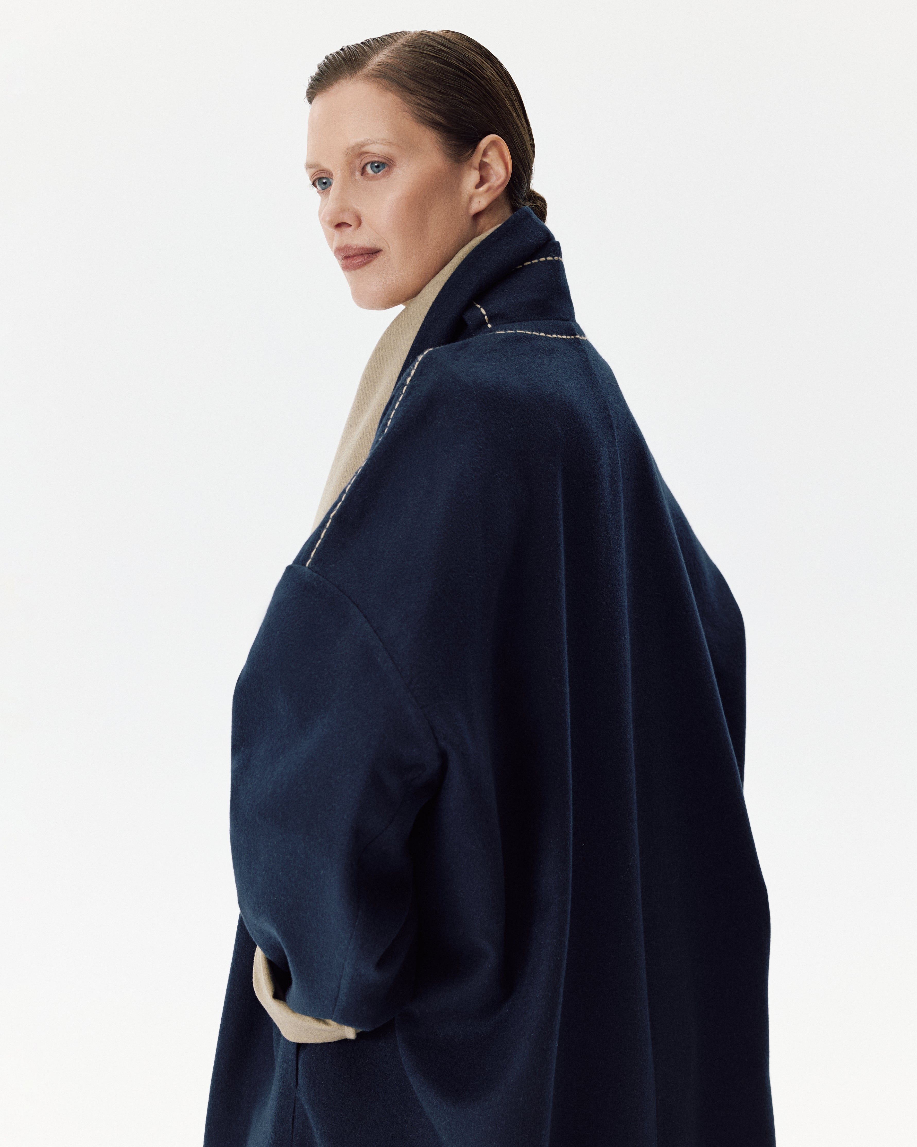 The Embrace Coat Blue and Beige