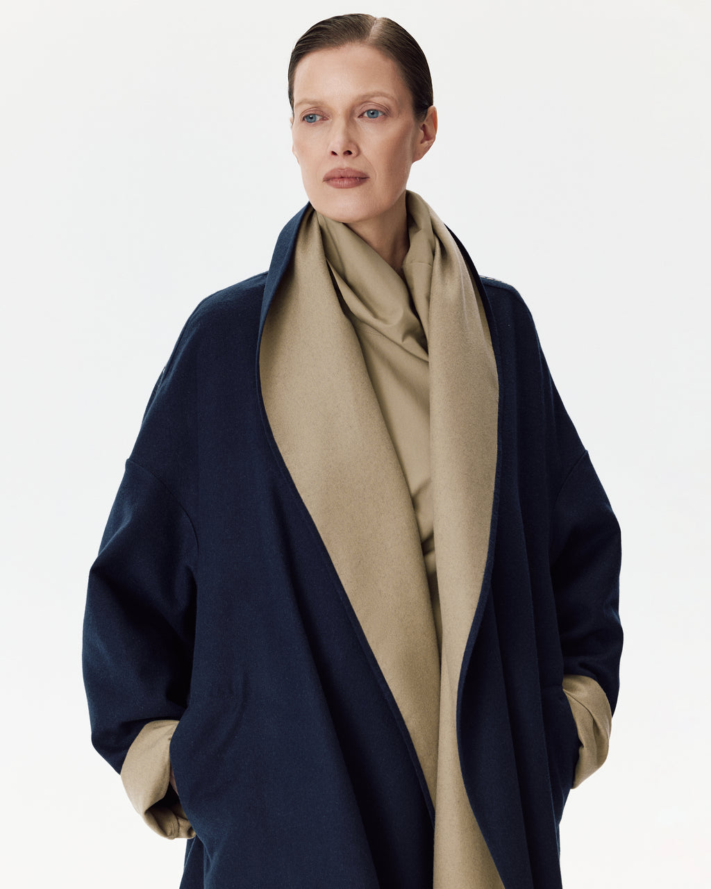 The Embrace Coat Blue and Beige