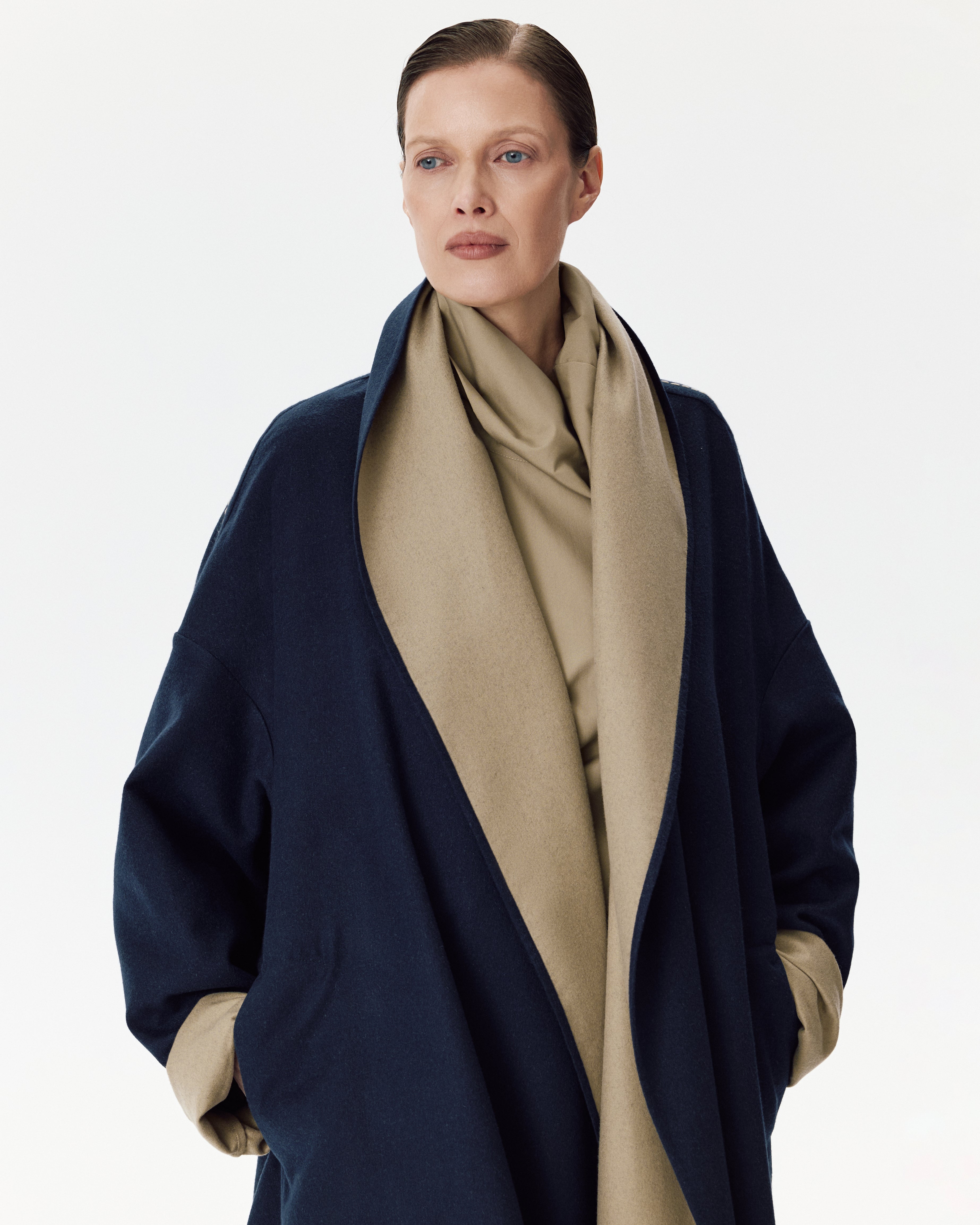 The Embrace Coat Blue and Beige