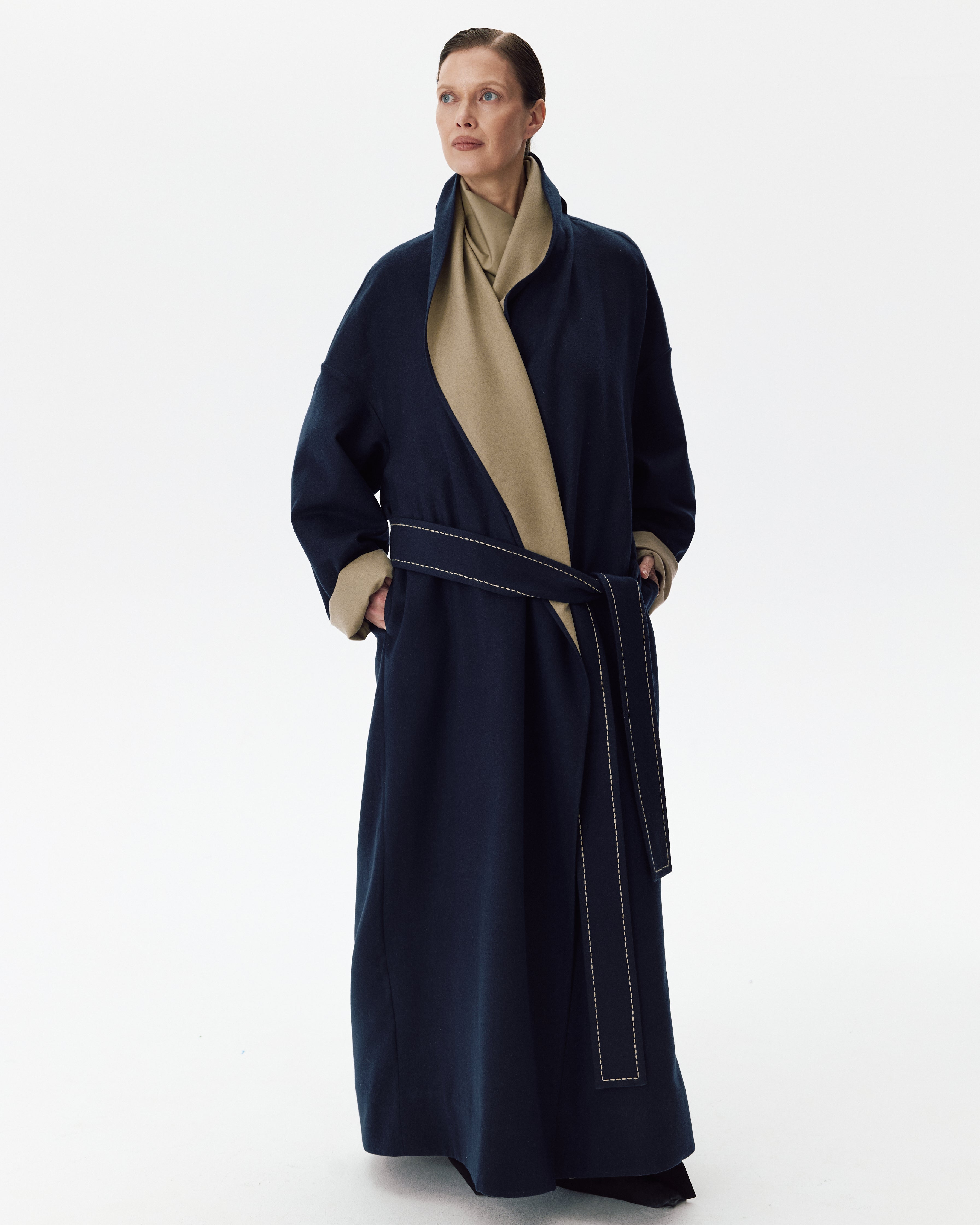 The Embrace Coat Blue and Beige