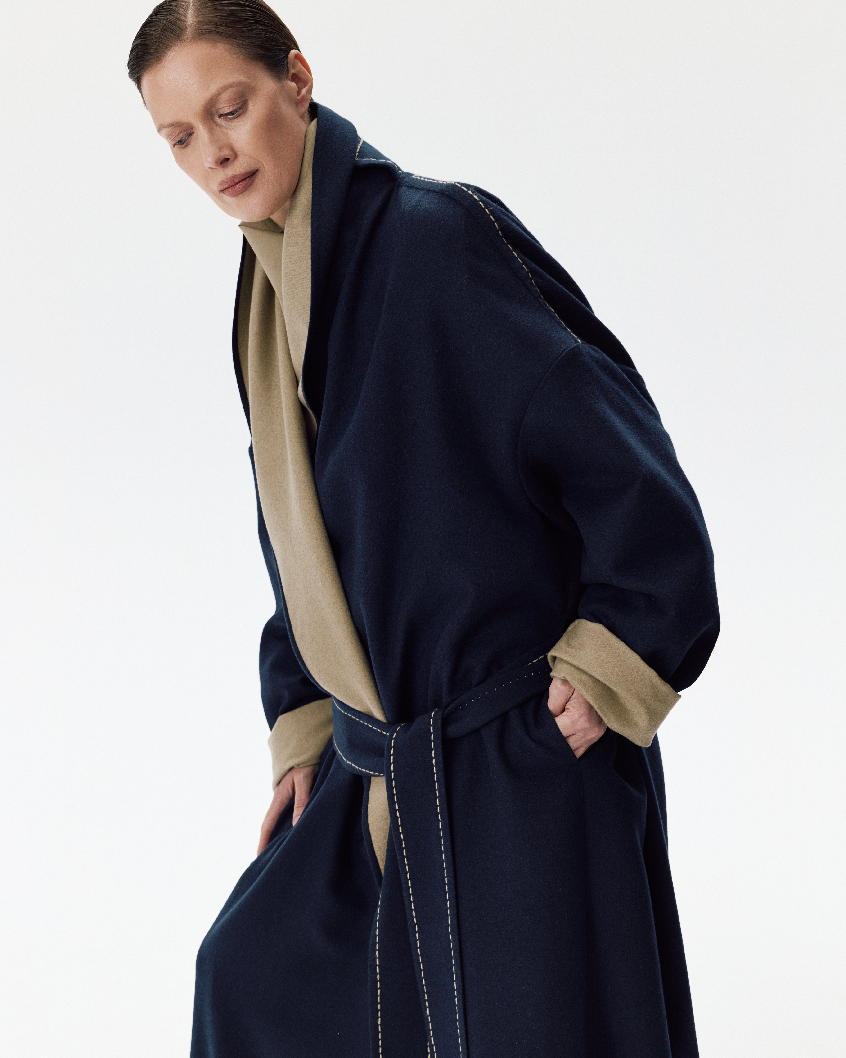 The Embrace Coat Blue and Beige