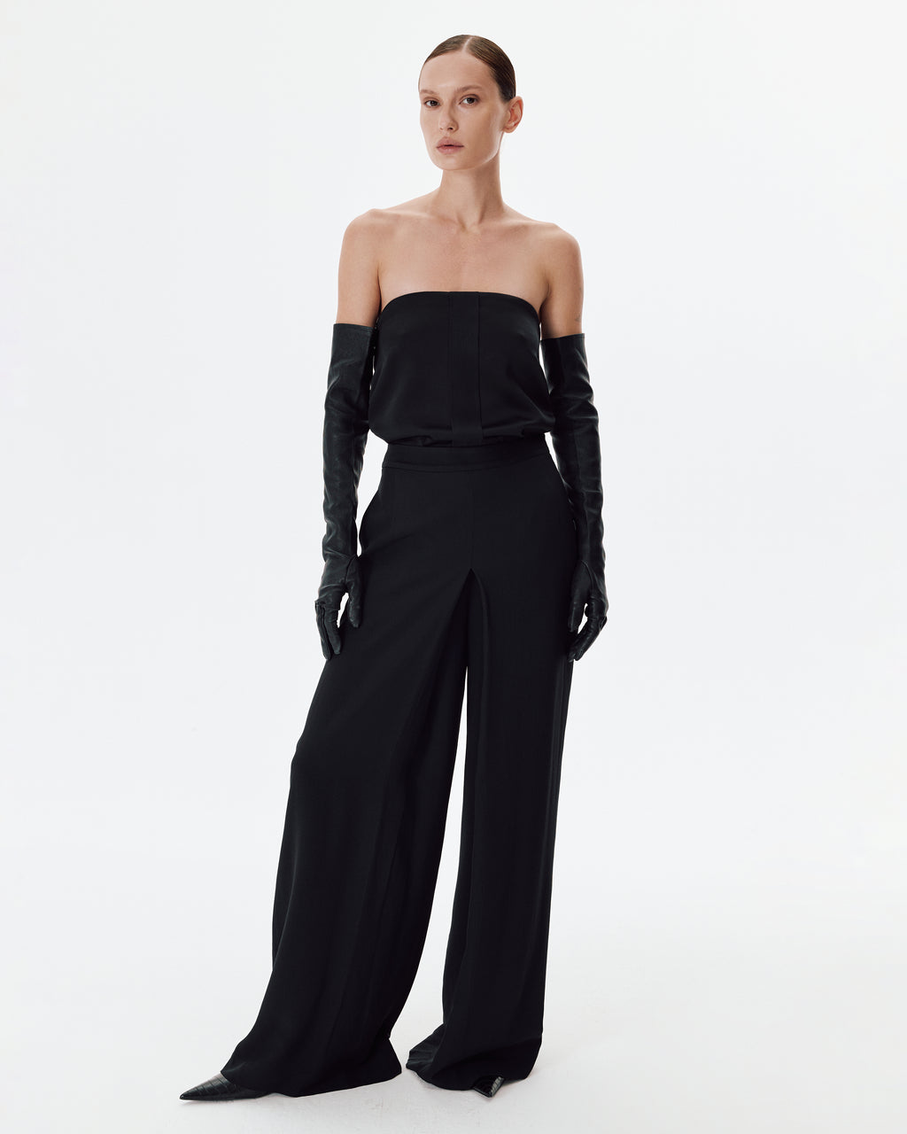 Origami Crepe Pants in Black