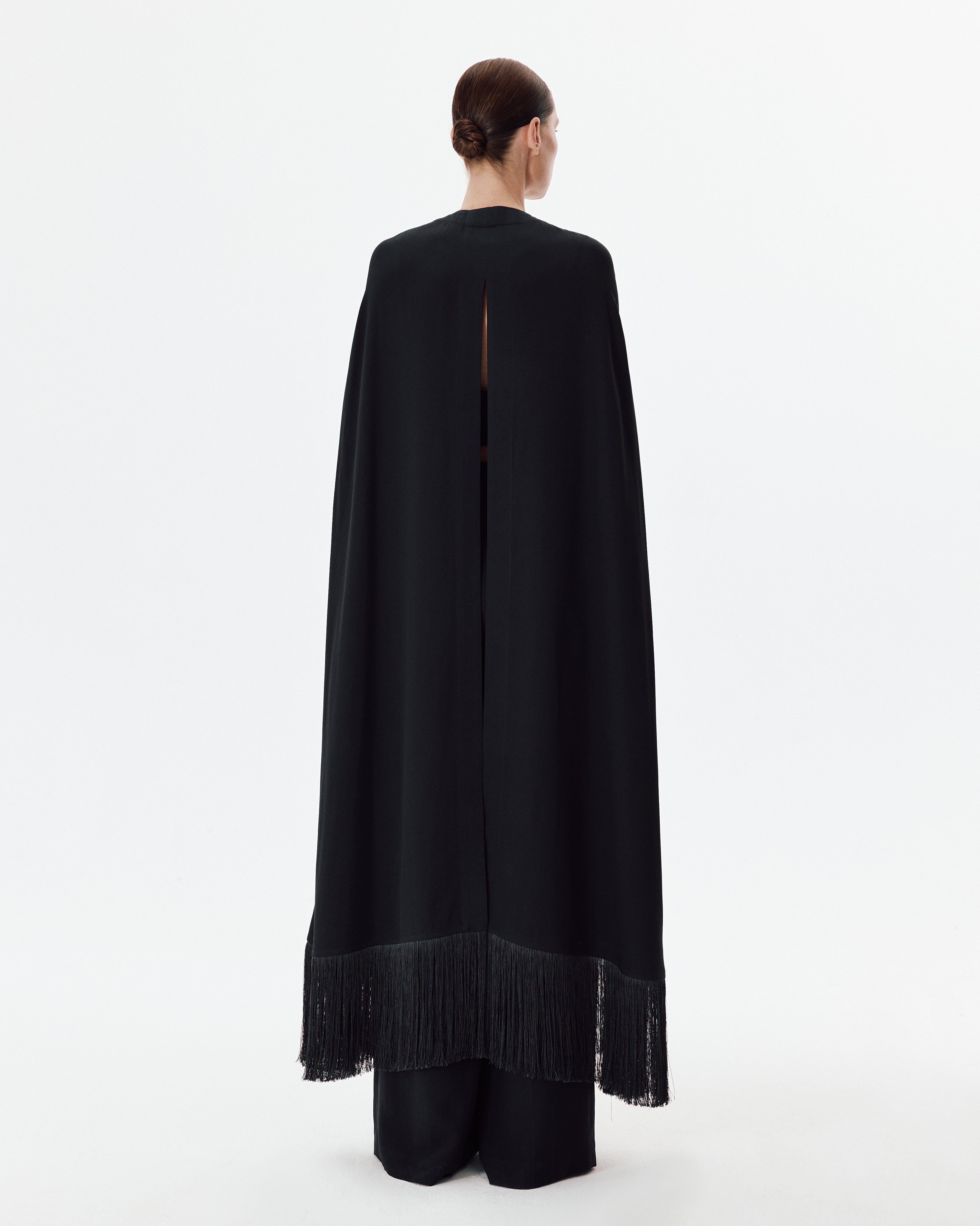 Deco Crepe Cape in Black