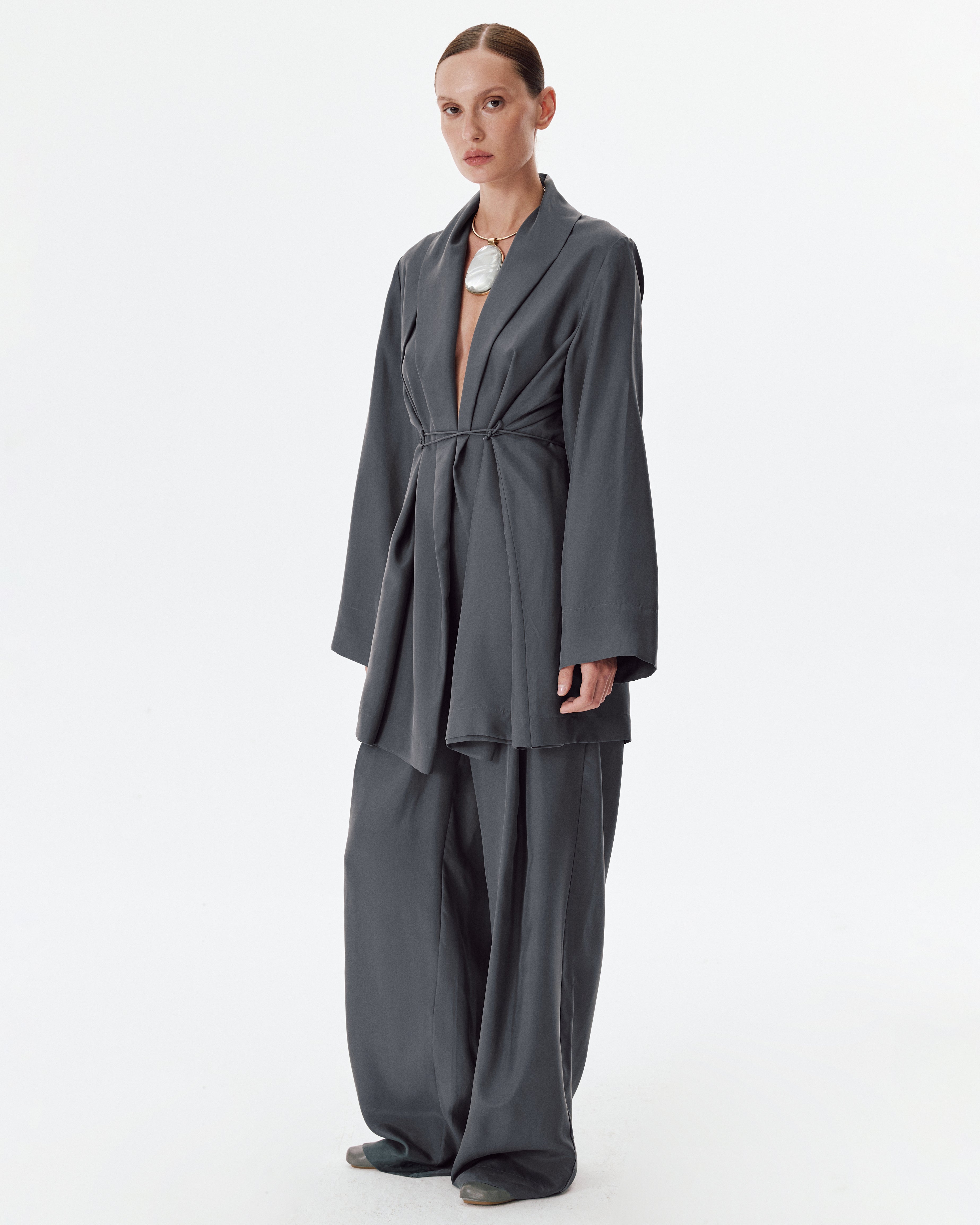 Relax Pants Habotai in Dark Grey