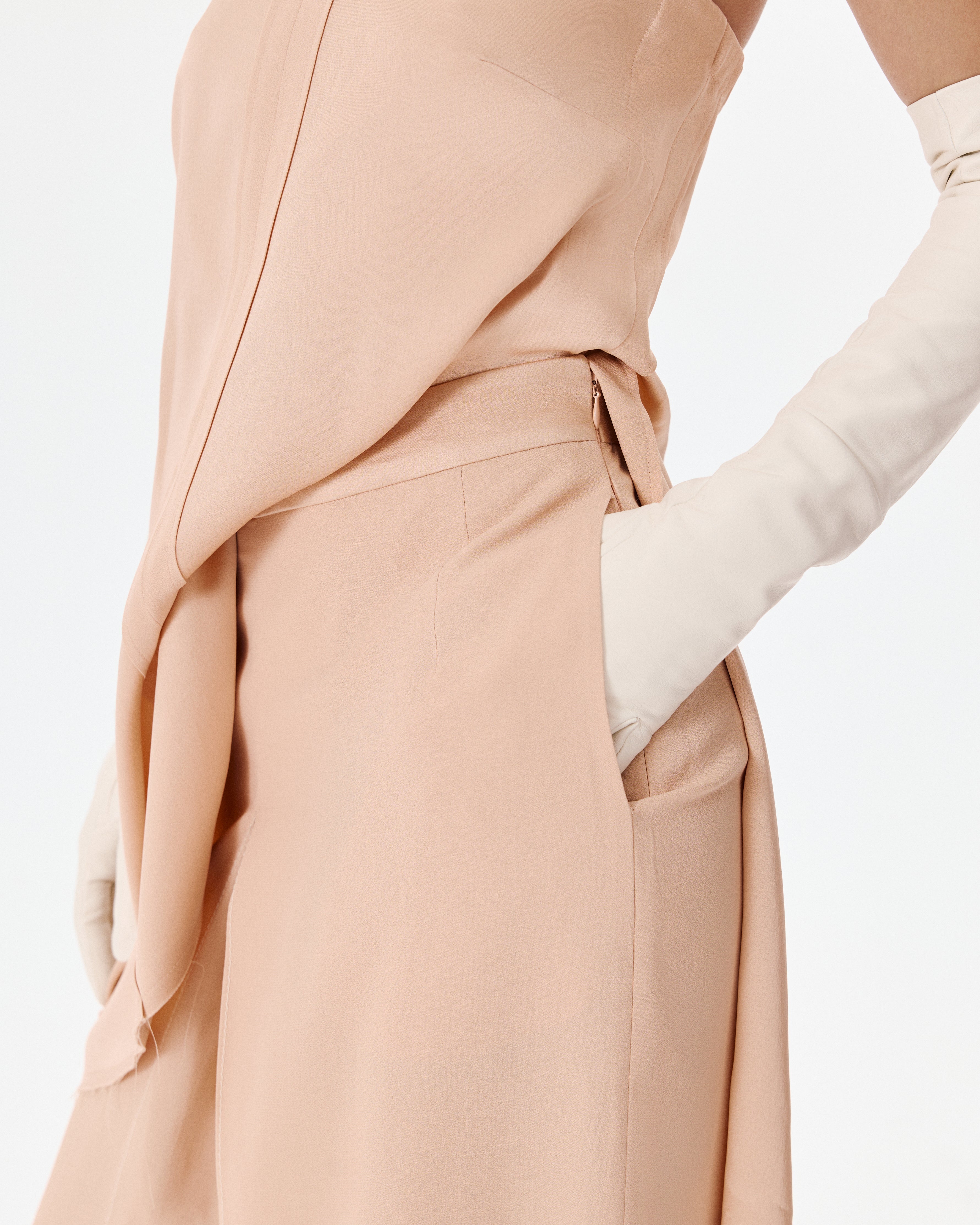 Origami Crepe Pants in Peach