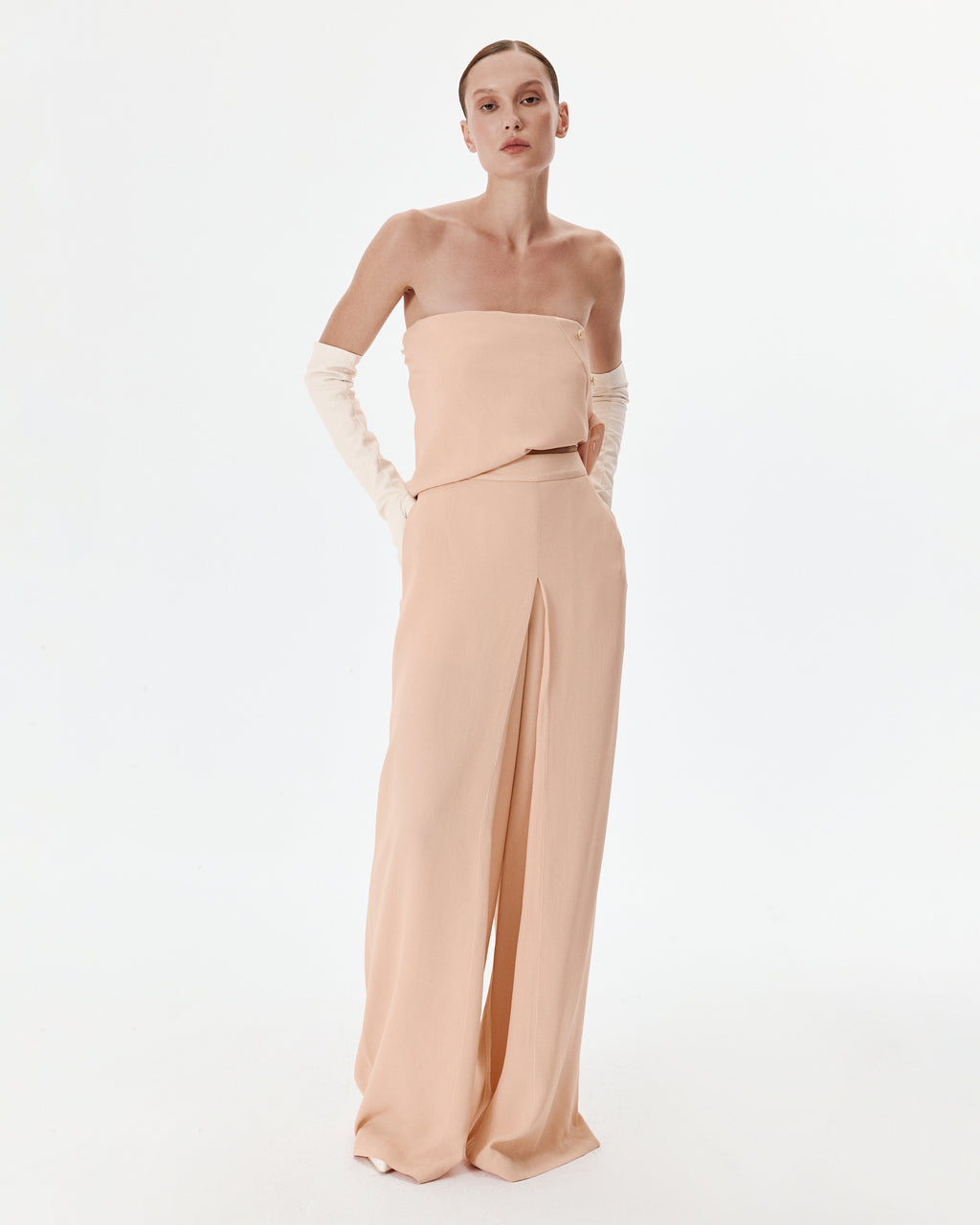Origami Crepe Pants in Peach
