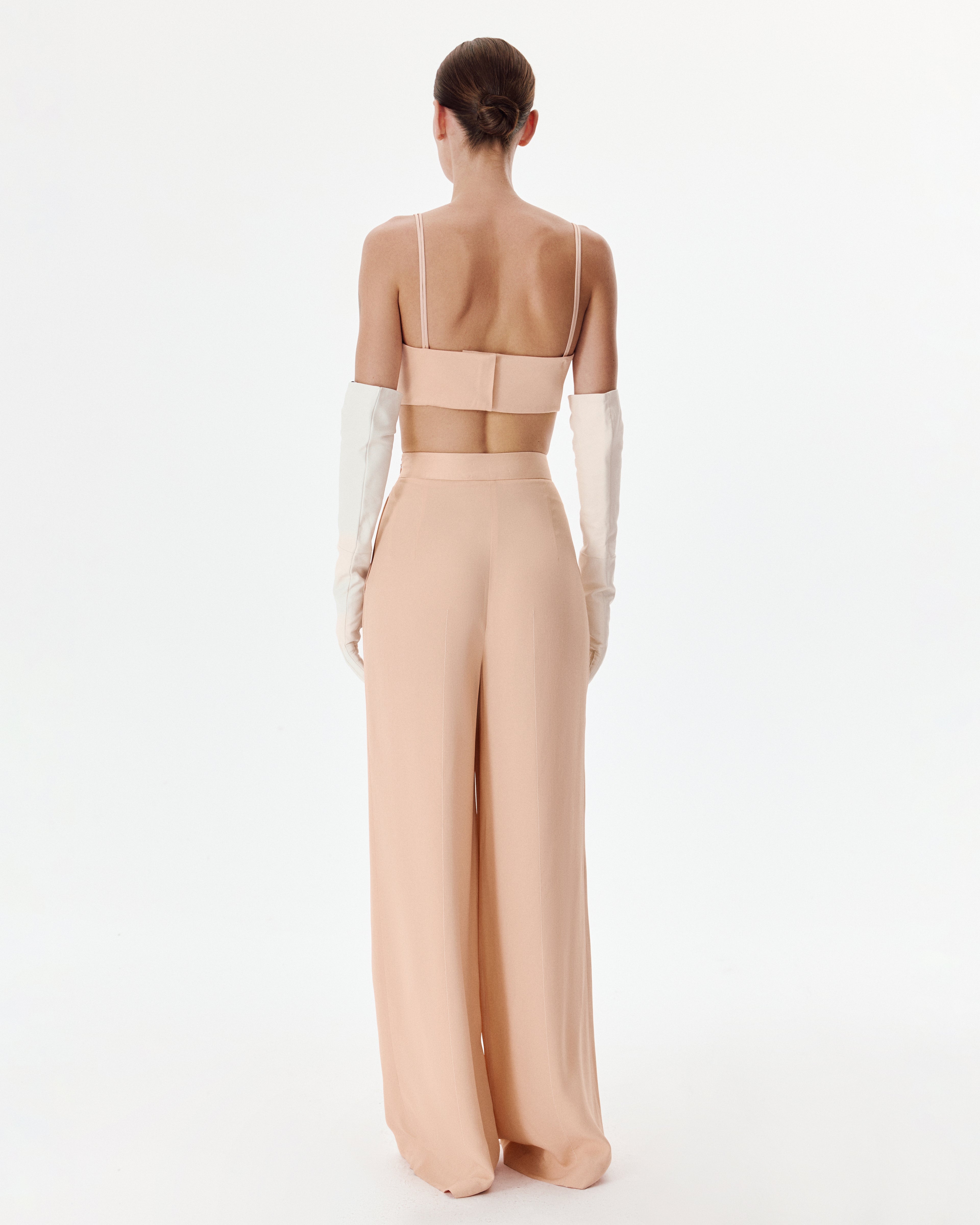 Origami Crepe Pants in Peach