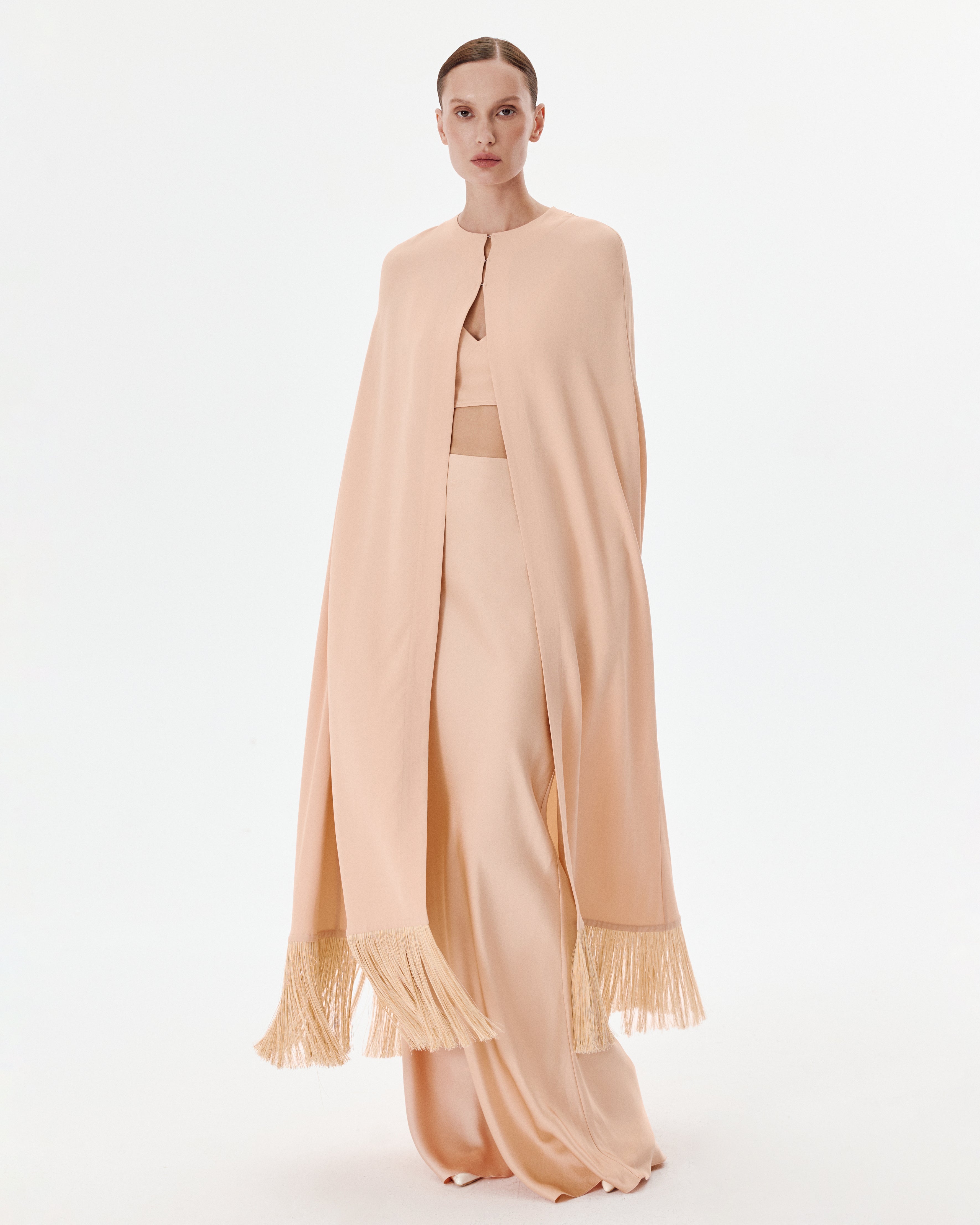 Deco Crepe Cape in Peach