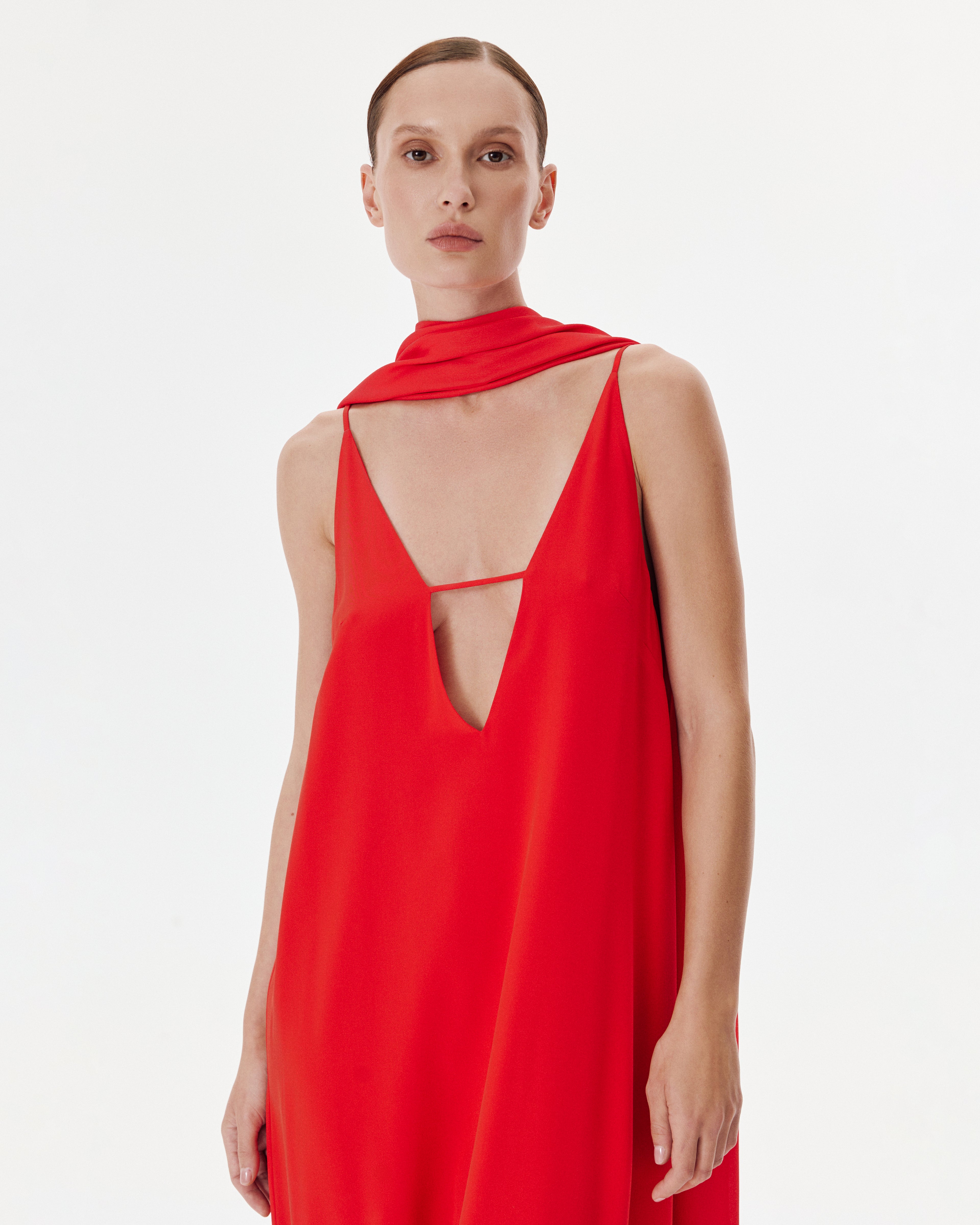 Lea Dress in Red and White