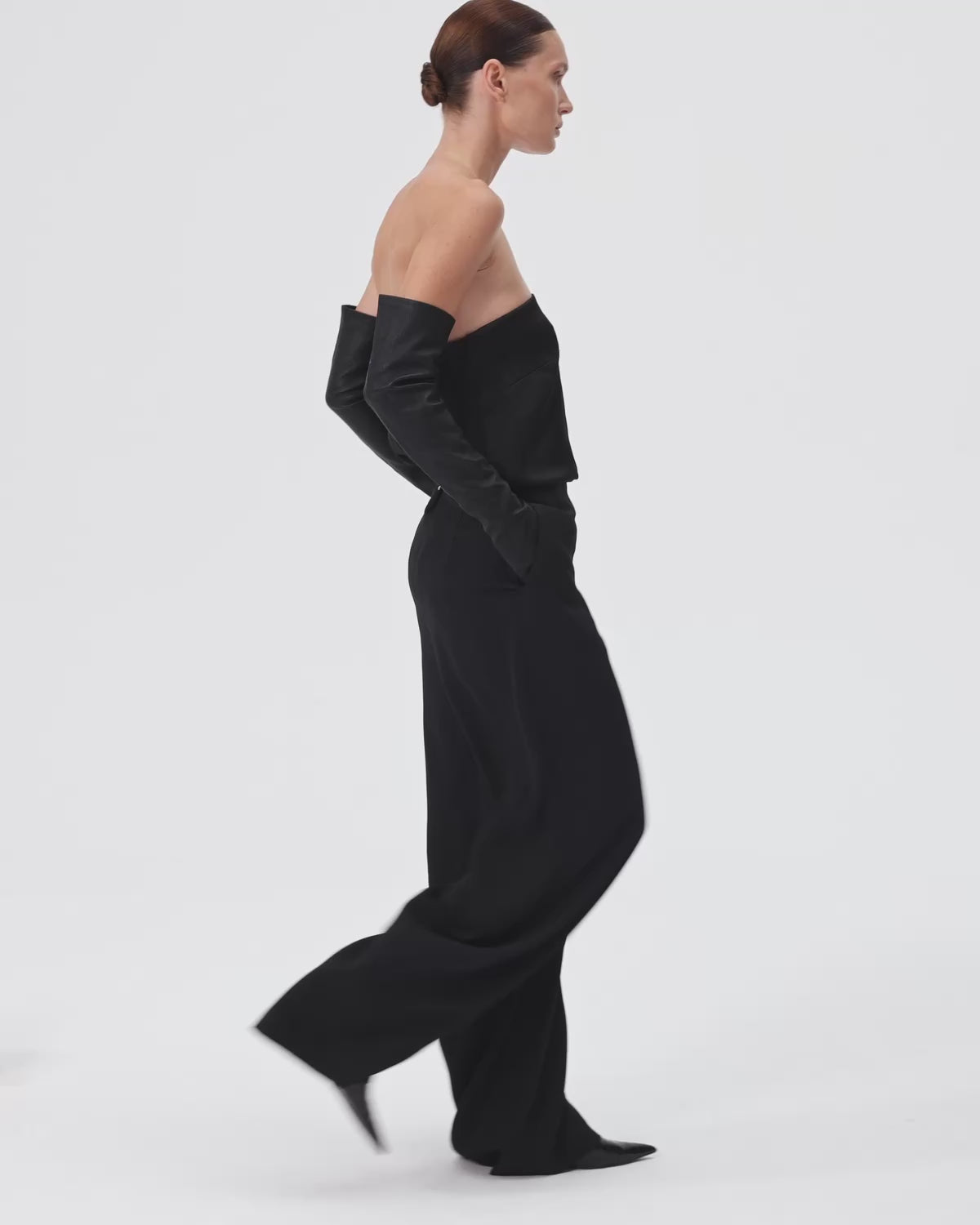 Origami Crepe Pants in Black